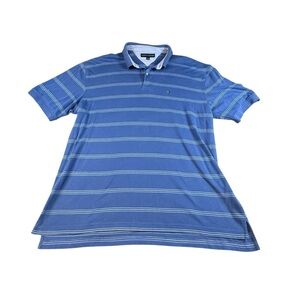 Tommy Hilfiger Polo Shirt Mens XXL Blue/White Striped Short Sleeve